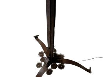 Art Deco Patinated Wrought Iron Floor Lamp, 1930s